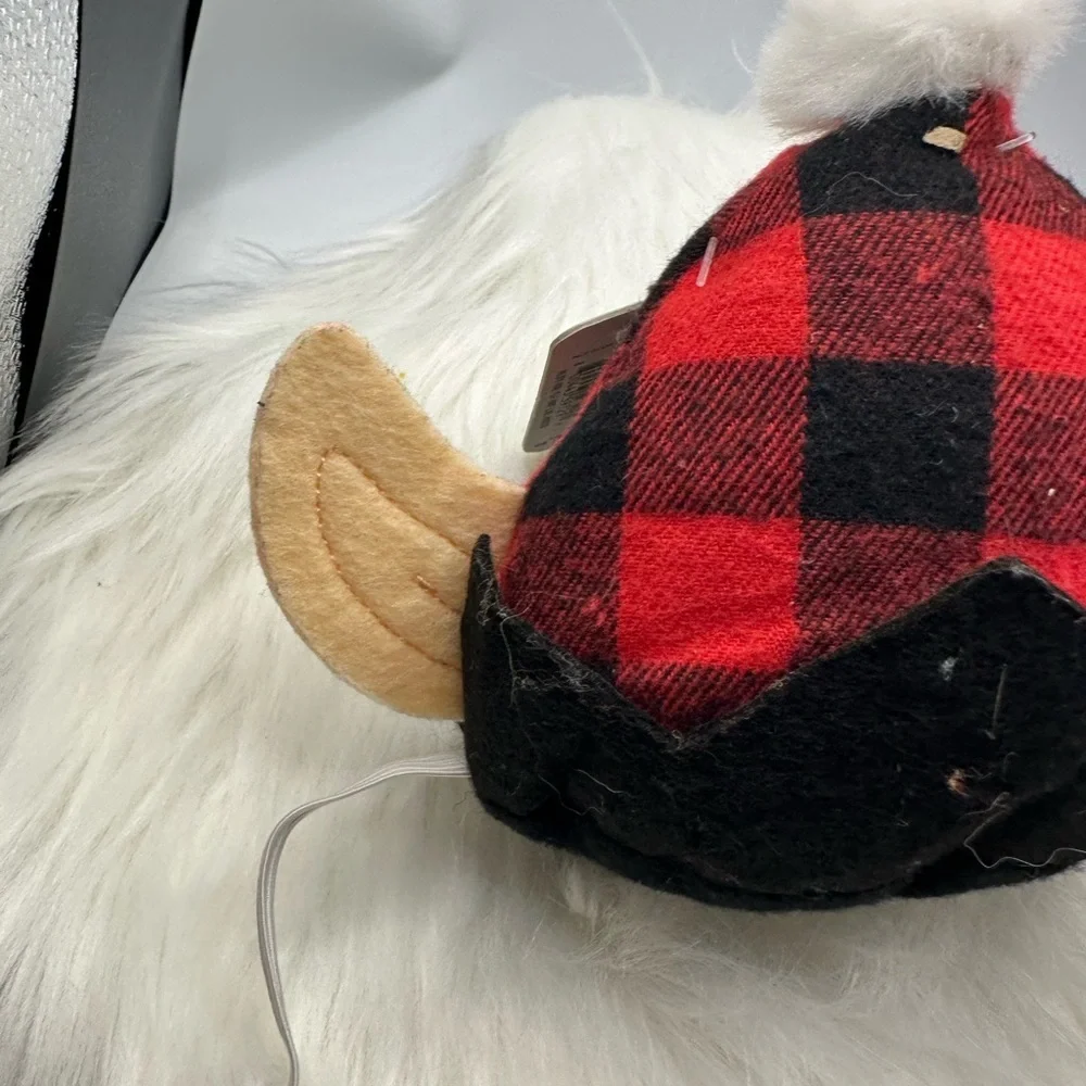 🩷5/$10 PET Red and Black Plaid Elf Hat with Ears